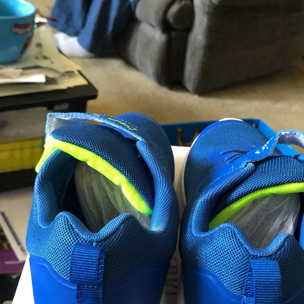 Skechers Kids Blue Sneakers with Neon Yellow-Green Accents